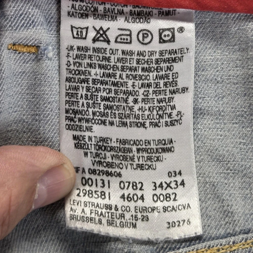 Vintage Levis Engineered Jeans Mens 34x34 Blue Twisted Light Wash Button Fly